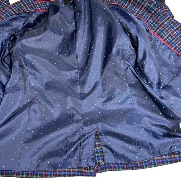 Talbots Mistletoe Plaid Shetland Wool Blend Blazer Dark Academia Size 12 Petite - Picture 11 of 16